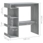 vidaXL Bartisch mit Regal Grau Sonoma 100x50x101,5 cm vidaXL Bartisch mit Regal Grau Sonoma 100x50x101,5 cm