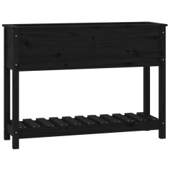 vidaXL Pflanzkübel mit Ablage Schwarz 111,5x34,5x81 cm Kiefernholz