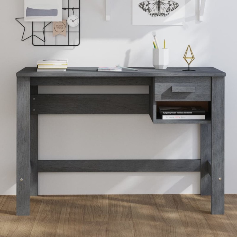 vidaXL Schreibtisch HAMAR Dunkelgrau 110x40x75 cm Massivholz Kiefer vidaXL Schreibtisch HAMAR Dunkelgrau 110x40x75 cm Massivholz Kiefer