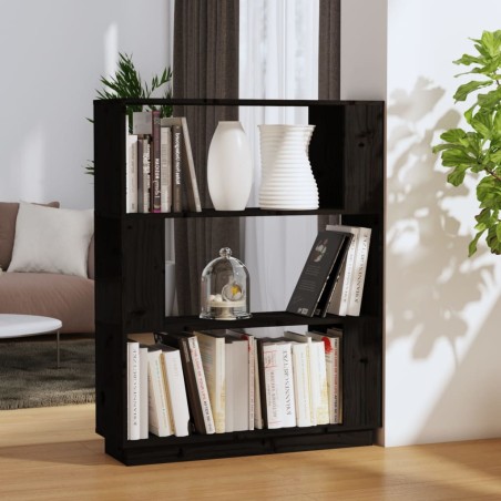 vidaXL Bücherregal/Raumteiler Schwarz 80x25x101 cm Massivholz Kiefer