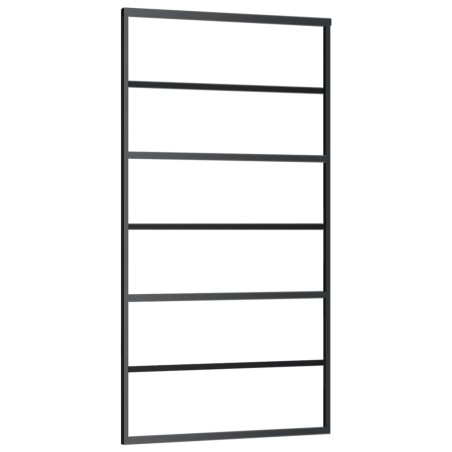 vidaXL Schiebetür ESG-Glas und Aluminium 102x205 cm Schwarz