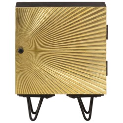 vidaXL Nachttisch mit Messing-Front 40x30x50 cm Massivholz Mango