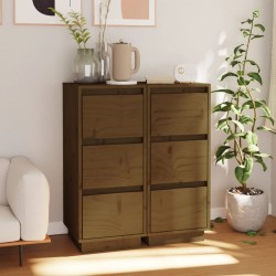 vidaXL Sideboards 2 Stk. Honigbraun 32x34x75 cm Massivholz Kiefer