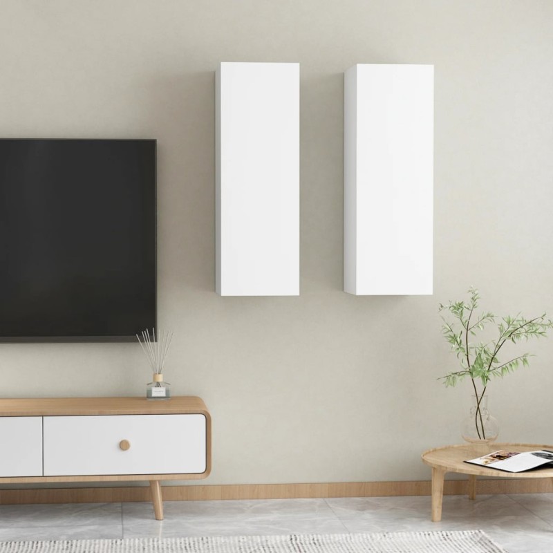 vidaXL TV-Schränke 2 Stk. Weiß 30,5x30x90 cm Holzwerkstoff vidaXL TV-Schränke 2 Stk. Weiß 30,5x30x90 cm Holzwerkstoff