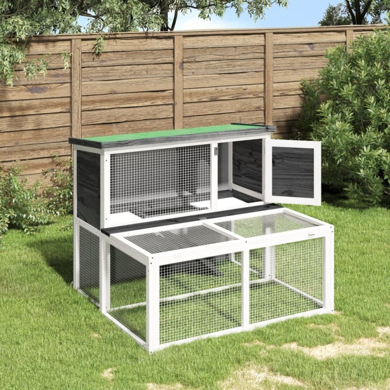 vidaXL Kaninchenstall Grau 102x90x84,5 cm Massivholz Kiefer vidaXL Kaninchenstall Grau 102x90x84,5 cm Massivholz Kiefer