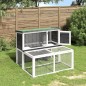 vidaXL Kaninchenstall Grau 102x90x84,5 cm Massivholz Kiefer vidaXL Kaninchenstall Grau 102x90x84,5 cm Massivholz Kiefer