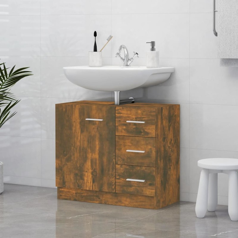 vidaXL Waschbeckenschrank Räuchereiche 63x30x54 cm Holzwerkstoff vidaXL Waschbeckenschrank Räuchereiche 63x30x54 cm Holzwerkstoff