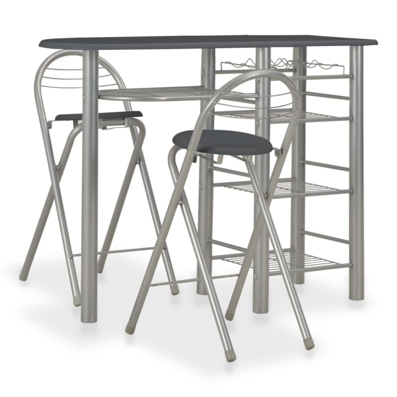 vidaXL 3-tlg. Bar-Set mit Regalen Holz und Stahl Schwarz vidaXL 3-tlg. Bar-Set mit Regalen Holz und Stahl Schwarz