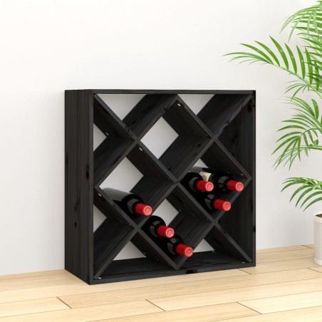 vidaXL Weinregal Schwarz 62x25x62 cm Massivholz Kiefer