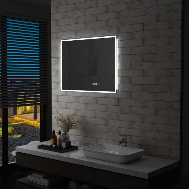 vidaXL LED-Badspiegel mit Berührungssensor und Zeitanzeige 80x60 cm vidaXL LED-Badspiegel mit Berührungssensor und Zeitanzeige 80x60 cm