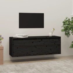 vidaXL Wandschrank Schwarz 100x30x35 cm Massivholz Kiefer