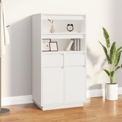 vidaXL Highboard Weiß 60x40x116,5 cm Massivholz Kiefer
