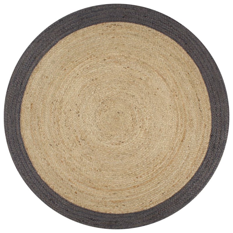 vidaXL Teppich Handgefertigt Jute mit Dunkelgrauem Rand 90 cm vidaXL Teppich Handgefertigt Jute mit Dunkelgrauem Rand 90 cm