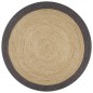 vidaXL Teppich Handgefertigt Jute mit Dunkelgrauem Rand 90 cm vidaXL Teppich Handgefertigt Jute mit Dunkelgrauem Rand 90 cm