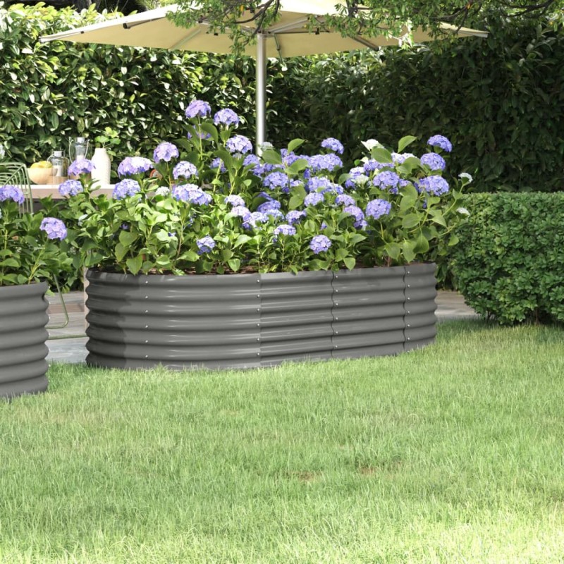 vidaXL Hochbeet Pulverbeschichteter Stahl 152x80x36 cm Grau vidaXL Hochbeet Pulverbeschichteter Stahl 152x80x36 cm Grau