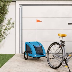 vidaXL Fahrradanhänger für Hunde Blau Oxford-Gewebe und Eisen