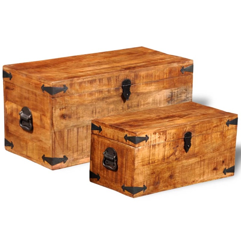 vidaXL Aufbewahrungstruhen-Set 2-tlg. Raues Mangoholz vidaXL Aufbewahrungstruhen-Set 2-tlg. Raues Mangoholz