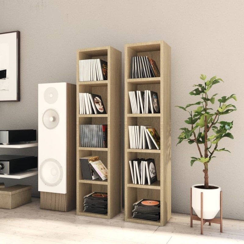 vidaXL CD-Regale 2 Stk. Sonoma-Eiche 21x16x93,5 cm Holzwerkstoff vidaXL CD-Regale 2 Stk. Sonoma-Eiche 21x16x93,5 cm Holzwerkstoff
