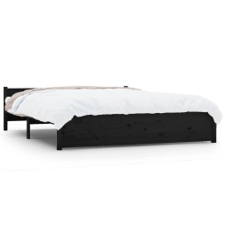vidaXL Massivholzbett Schwarz 140x190 cm