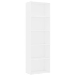 vidaXL Bücherregal 5 Fächer Weiß 60x30x189 cm Holzwerkstoff