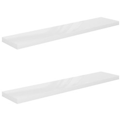 vidaXL Schwebende Wandregale 2 Stk. Hochglanz-Weiß 120x23,5x3,8cm MDF