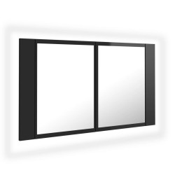 vidaXL LED-Bad-Spiegelschrank Hochglanz-Schwarz 80x12x45 cm Acryl