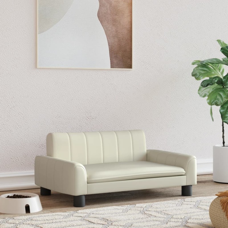 Hundebett Creme 70x45x30 cm Kunstleder Hundebett Creme 70x45x30 cm Kunstleder