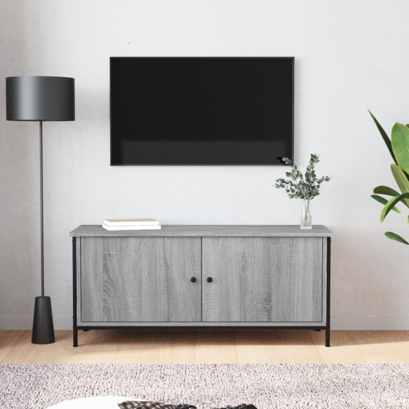 vidaXL TV-Schrank mit Türen Grau Sonoma 102x35x45 cm Holzwerkstoff vidaXL TV-Schrank mit Türen Grau Sonoma 102x35x45 cm Holzwerkstoff