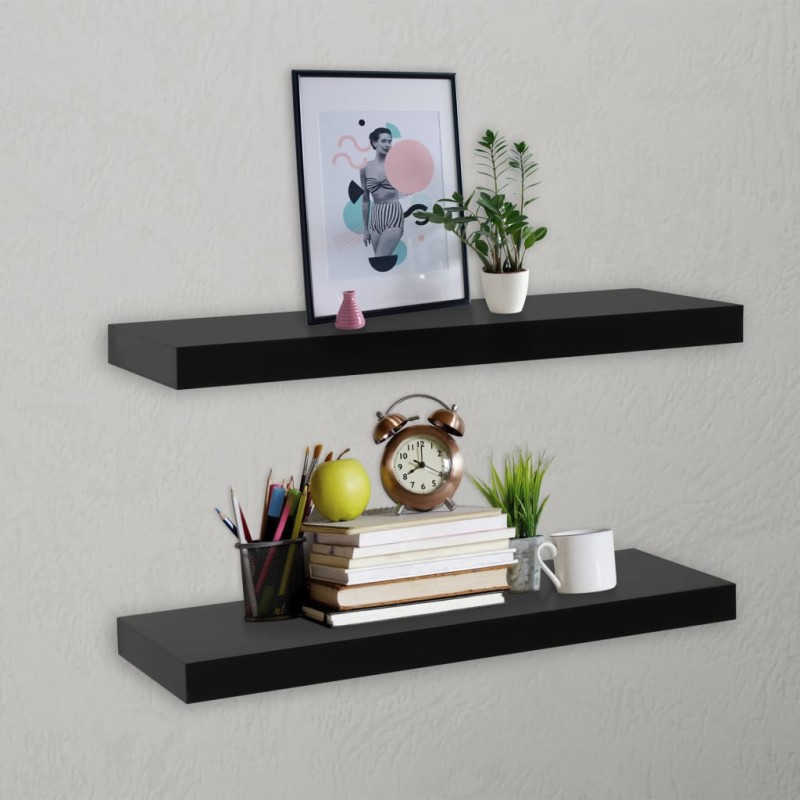 vidaXL Schweberegale 2 Stk. Schwarz 60 x 20 x 3,8 cm vidaXL Schweberegale 2 Stk. Schwarz 60 x 20 x 3,8 cm