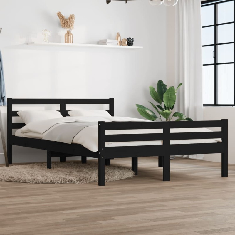 vidaXL Massivholzbett Schwarz 140x200 cm vidaXL Massivholzbett Schwarz 140x200 cm