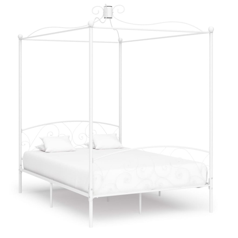 vidaXL Himmelbett-Gestell Weiß Metall 120 x 200 cm vidaXL Himmelbett-Gestell Weiß Metall 120 x 200 cm