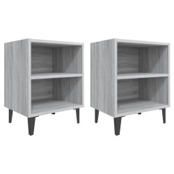 vidaXL Nachttische mit Metallbeinen 2 Stk. Grau Sonoma 40x30x50 cm