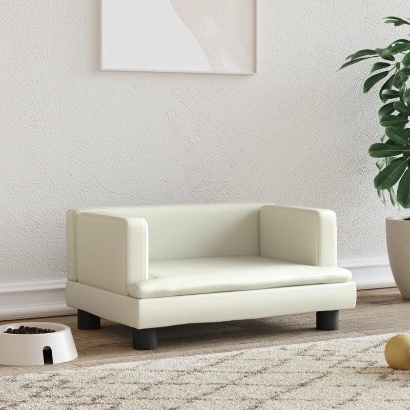 Hundebett Creme 60x40x30 cm Kunstleder Hundebett Creme 60x40x30 cm Kunstleder