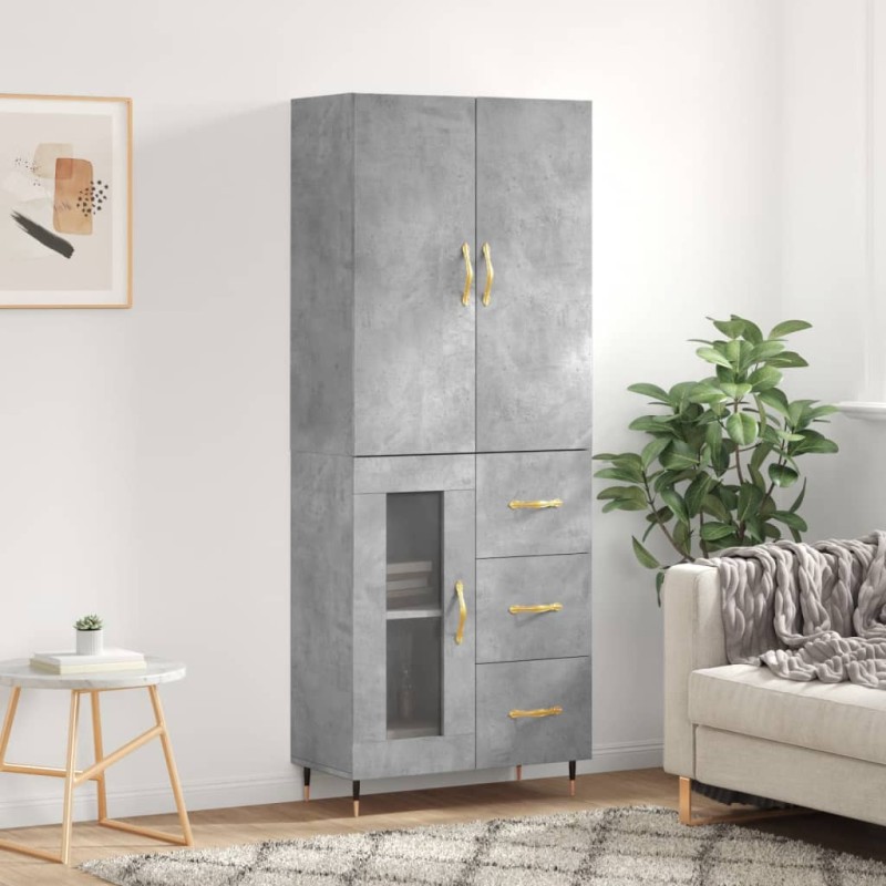 Highboard Betongrau 69,5x34x180 cm Holzwerkstoff Highboard Betongrau 69,5x34x180 cm Holzwerkstoff
