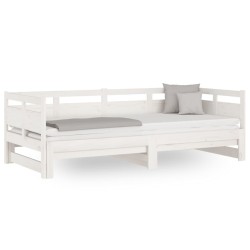vidaXL Tagesbett Ausziehbar Weiß Massivholz Kiefer 2x(80x200) cm