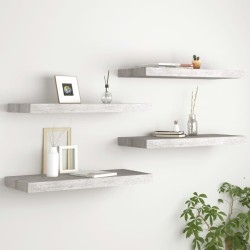 vidaXL Schwebende Wandregale 4 Stk. Betongrau 60x23,5x3,8cm MDF 