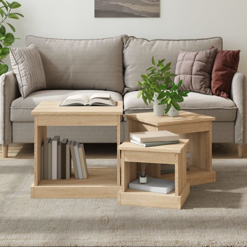 vidaXL Satztische 3 Stk. Sonoma-Eiche Holzwerkstoff vidaXL Satztische 3 Stk. Sonoma-Eiche Holzwerkstoff