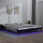 vidaXL Massivholzbett mit LEDs Schwarz 160x200 cm vidaXL Massivholzbett mit LEDs Schwarz 160x200 cm