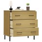 vidaXL Sideboard OSLO mit 3 Schubladen Braun 77x40x79,5 cm Massivholz vidaXL Sideboard OSLO mit 3 Schubladen Braun 77x40x79,5 cm Massivholz