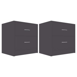 vidaXL Nachttische 2 Stk. Grau 40x30x40 cm Holzwerkstoff