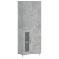 Highboard Betongrau 69,5x34x180 cm Holzwerkstoff Highboard Betongrau 69,5x34x180 cm Holzwerkstoff