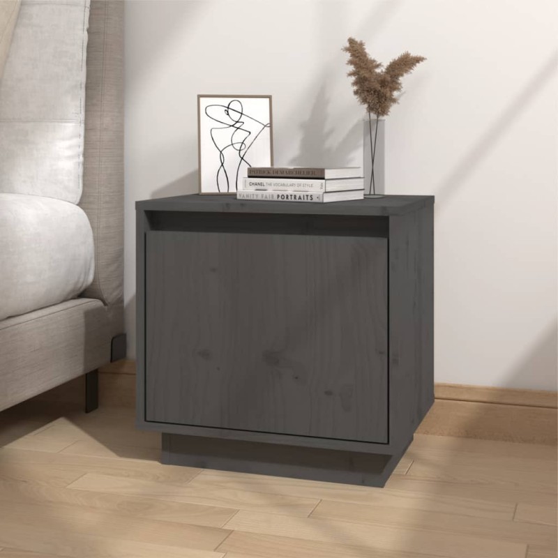 vidaXL Nachttisch Grau 40x30x40 cm Massivholz Kiefer vidaXL Nachttisch Grau 40x30x40 cm Massivholz Kiefer