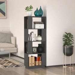 vidaXL Bücherregal/Raumteiler Grau 51x25x132 cm Massivholz Kiefer