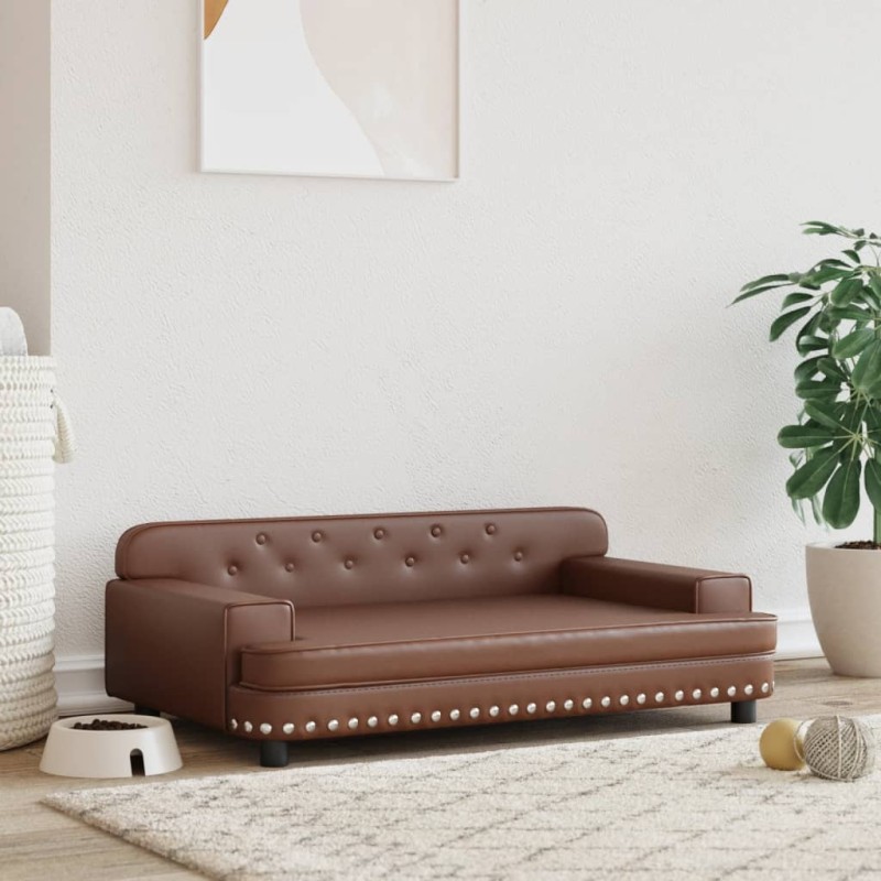 Hundebett Braun 90x53x30 cm Kunstleder Hundebett Braun 90x53x30 cm Kunstleder