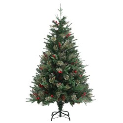 vidaXL Weihnachtsbaum mit Zapfen Grün 120 cm PVC & PE 