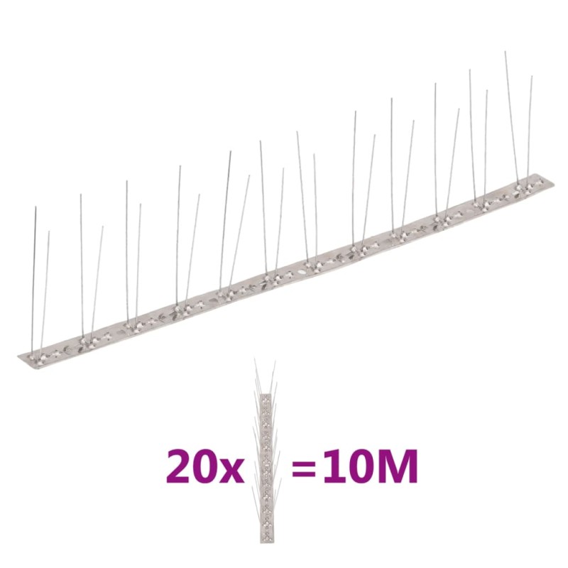 vidaXL 20-tlg. Taubenabwehr Spikes-Set Edelstahl 10 m 2-reihig vidaXL 20-tlg. Taubenabwehr Spikes-Set Edelstahl 10 m 2-reihig