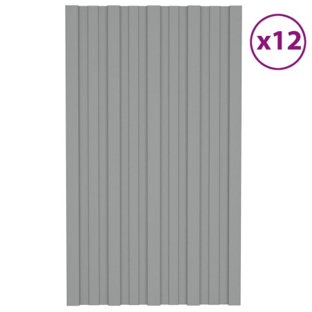 vidaXL Dachpaneele 12 Stk. Verzinkter Stahl Grau 80x45 cm