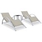 vidaXL Sonnenliegen 2 Stk. mit Tisch Aluminium Cremeweiß vidaXL Sonnenliegen 2 Stk. mit Tisch Aluminium Cremeweiß