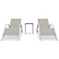 vidaXL Sonnenliegen 2 Stk. mit Tisch Aluminium Cremeweiß vidaXL Sonnenliegen 2 Stk. mit Tisch Aluminium Cremeweiß