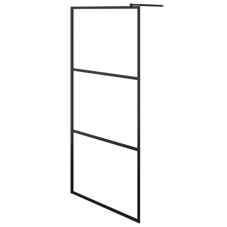 vidaXL Duschwand für Begehbare Duschen ESG-Klarglas Schwarz 90x195 cm 